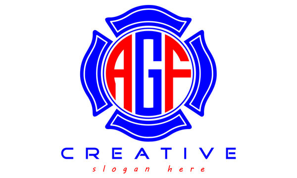 AGF three letters circle curves logo vector Template