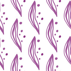 Abstract linear leaves tropical seamless pattern. Rainforest line background.