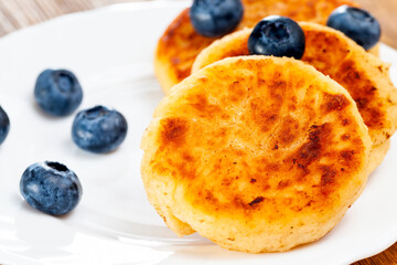 ripe and healthy blueberries with sauce and harvested