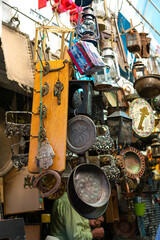 Street market of souvenirs and antiques in Israel