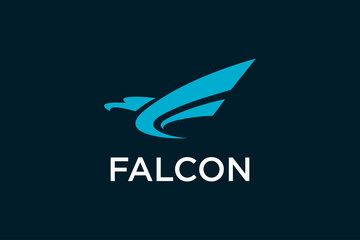 Logo falcon letter F flying