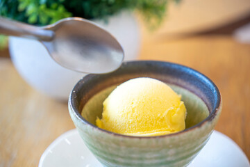 vanilla ice cream in a bowl