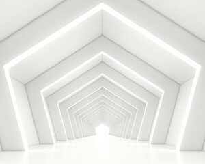 Fototapeta premium Futuristic sci-fi minimalist empty room with product presentation. 3d rendering