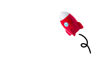 Red rocket on white background, Hi Energy rocket idea Take-off for new business success concept