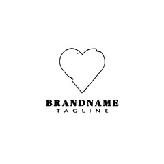 love logo icon cartoon design template black isolated cute illustration
