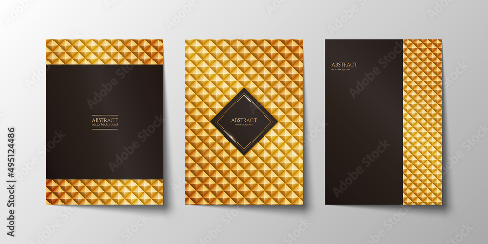 Canvas Prints luxury golden templates a4 set. backgrounds with geometric pattern and black copy space. premium lay