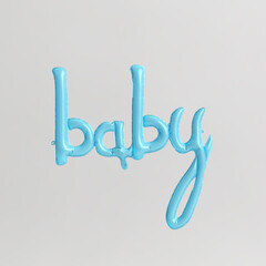 Baby word-shaped 3d illustration of skyblue balloons isolated on white background