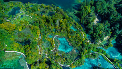 Plitvice - national park, croatian aerial photography, panorama of croatia 