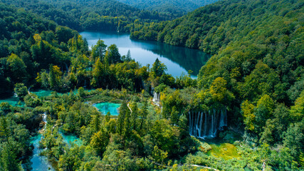 Plitvice - national park, croatian aerial photography, panorama of croatia 