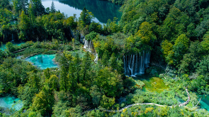 Plitvice - national park, croatian aerial photography, panorama of croatia 