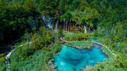 Plitvice - national park, croatian aerial photography, panorama of croatia 