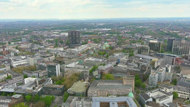 Essen: Aerial view of city in Germany - landscape panorama of Europe from above
