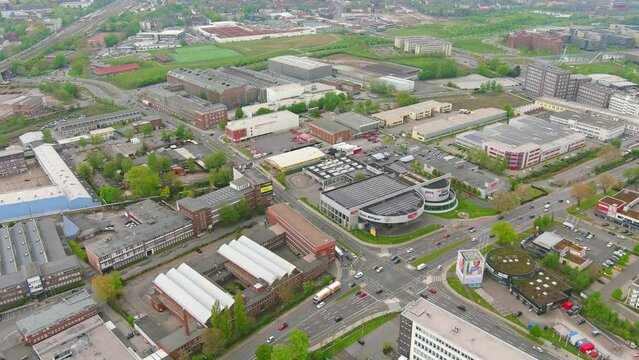 Essen: Aerial view of city in Germany - landscape panorama of Europe from above