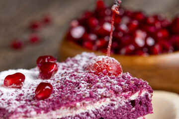 a maroon-colored cake with the taste of different berries