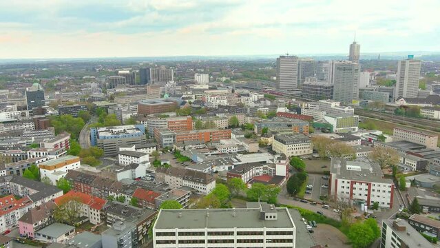 Essen: Aerial view of city in Germany - landscape panorama of Europe from above