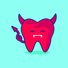 Teeth tooth cute character emotion emoticon logo design vector. Colorful sticker art with soft background.