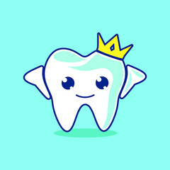 Teeth tooth cute character emotion emoticon logo design vector. Colorful sticker art with soft background.
