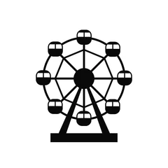 Deurstickers Ferris wheel icon flat design vector black color isolated. Amusement park icon.Recreation icon © Zifalaniasta