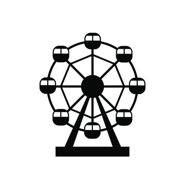 Ferris wheel icon flat design vector black color isolated. Amusement park icon.Recreation icon