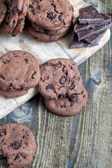 sweet crispy dessert of chocolate cookies with chocolate