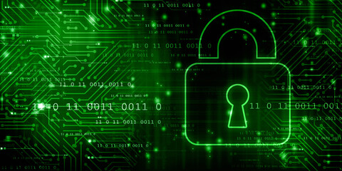 2d illustration Safety concept: Closed Padlock on digital background

