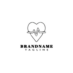 heart rate logo cartoon design icon black isolated vector illustration