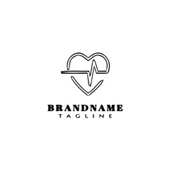 heart rate logo cartoon design icon black isolated vector illustration