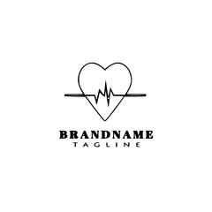 heart rate logo cartoon design icon black isolated vector illustration