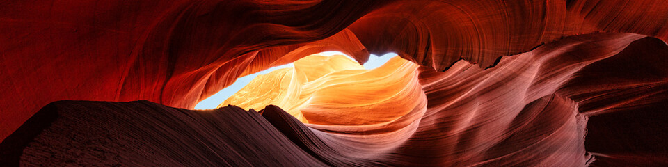 Colorful and magical Antelope Canyon near Page, America. Travel and beauty of nature concept.