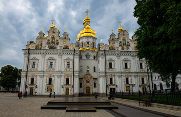 Fototapeta na wymiar Dormition Cathedral of ancient cave monastery of Kyiv Pechersk Lavra in Kyiv, the capital of Ukraine