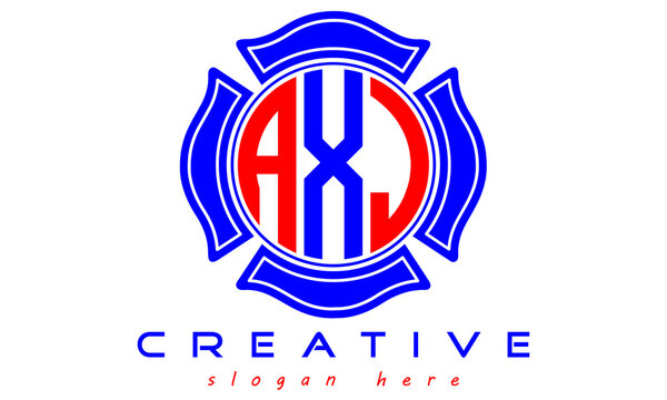 AXJ three letters circle curves logo, vector Template