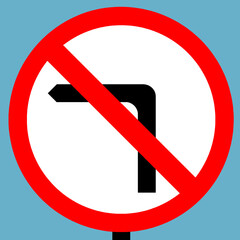No left turn allowed into this road traffic sign