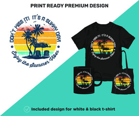 Enjoy the Summer Vibes Retro Vintage SVG Vector. Summer Spring Holiday printable design for tshirt, coffee mug, wall art, decor, poster, stickers. Print-ready colorful  tropical cut files for printing