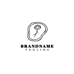 Obraz premium meat logo cartoon icon design template black isolated vector