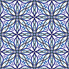 Fototapeta premium Abstract seamless pattern with mosaic motif tile ornamental lace ornament. Texture for print, fabric, textile, wallpaper.