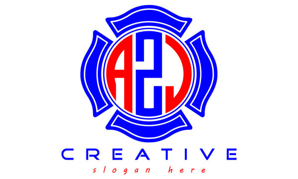 AZJ three letters circle curves logo, vector Template