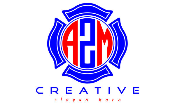 AZM three letters circle curves logo, vector Template