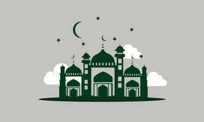 flat design ramadan background with star and cloud elements