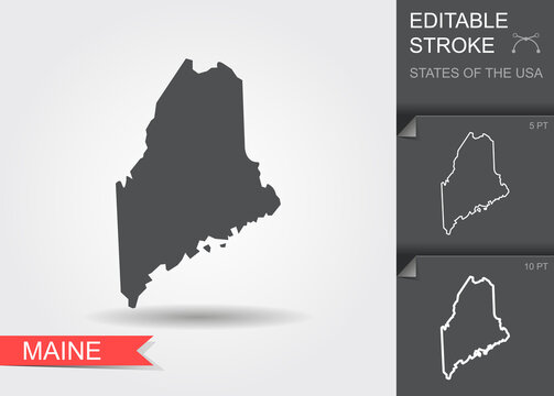Stylized map of the U.S. state of Maine vector illustration