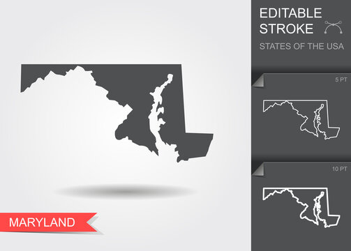 Stylized map of the U.S. state of Maryland vector illustration
