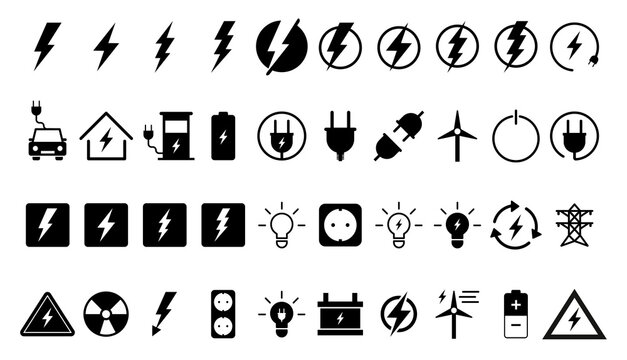 Electricity icons set and related icon