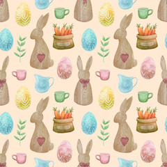 Easter seamless pattern. Modern trendy design. Background, wallpaper, wrapping, textile template.