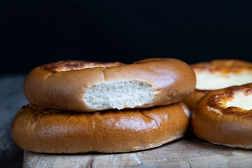 sweet dough pastries with sour cream and milk filling