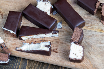 sweet cottage cheese in chocolate glaze