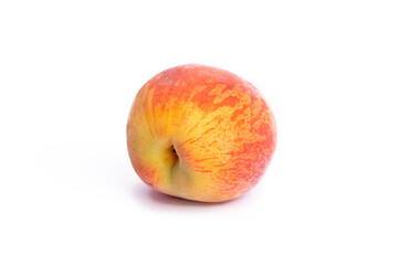 Ripe fresh peach fruit isolated on white background.