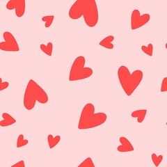 Fototapeta na wymiar Heart seamless pattern. Love concept Scandinavian style background. Vector illustration for fabric design, gift paper, baby clothes, textiles, cards.