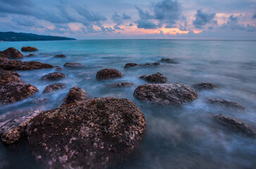 Colorful tropical beach at sunset