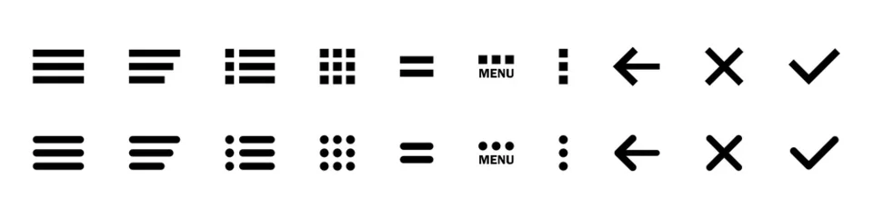 Fotobehang Set of hamburger menu flat icons. Vector illustration © yan4ik