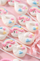 Unicorn meringue pops