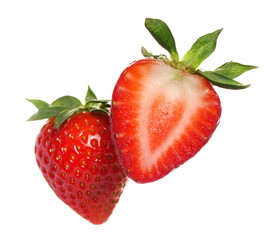Fresh strawberry half isolated on white  